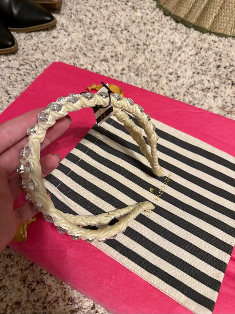 Lele Sadoughi Crystal Crossover Headband - Ivory - Picture 11 of 12